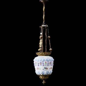 A glass ceiling lamp, late 19th Century.