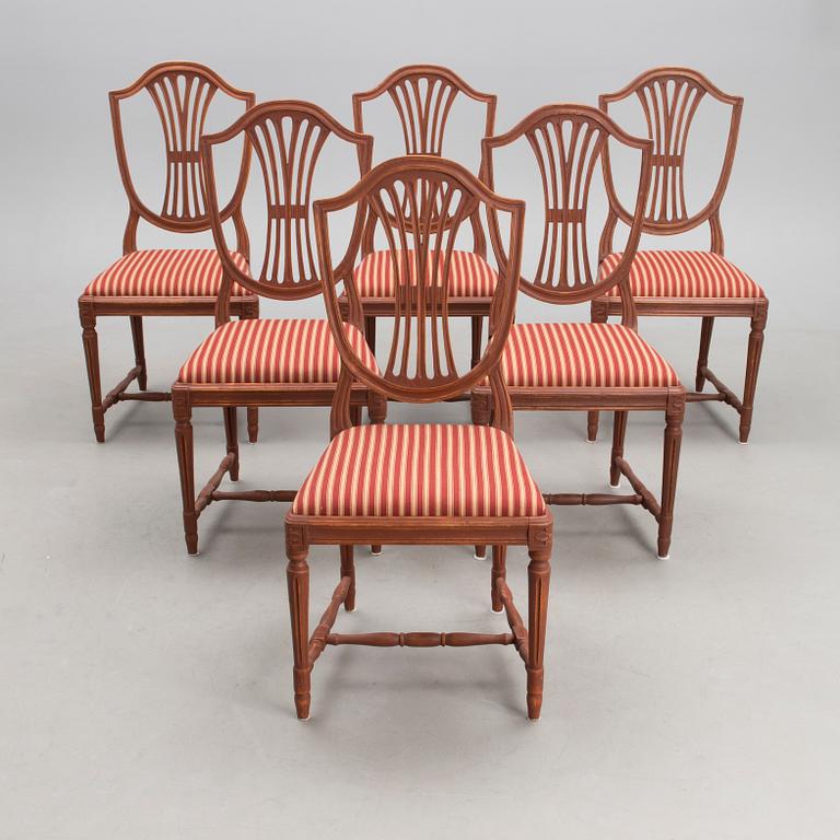 A SET OF SIX LATE GUSTAVIAN CHAIRS, cirka 1800.