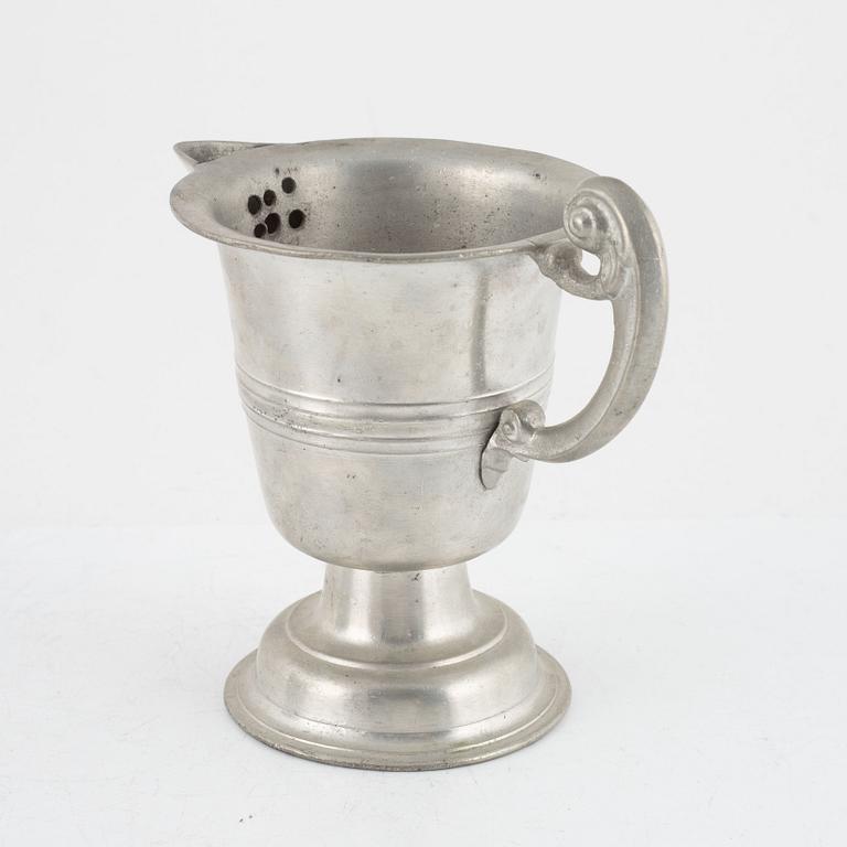 A pewter water-jug, mark of Henning Gustaf Pschorn, Stockholm 1731.