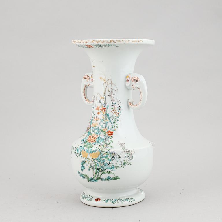 A Chinese famille rose vase, late 20th century.