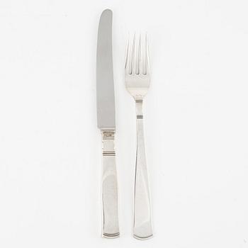 Jacob Ängman, table cutlery, 24 pieces, silver, 'Rosenholm', GAB, some Stockholm 1967.