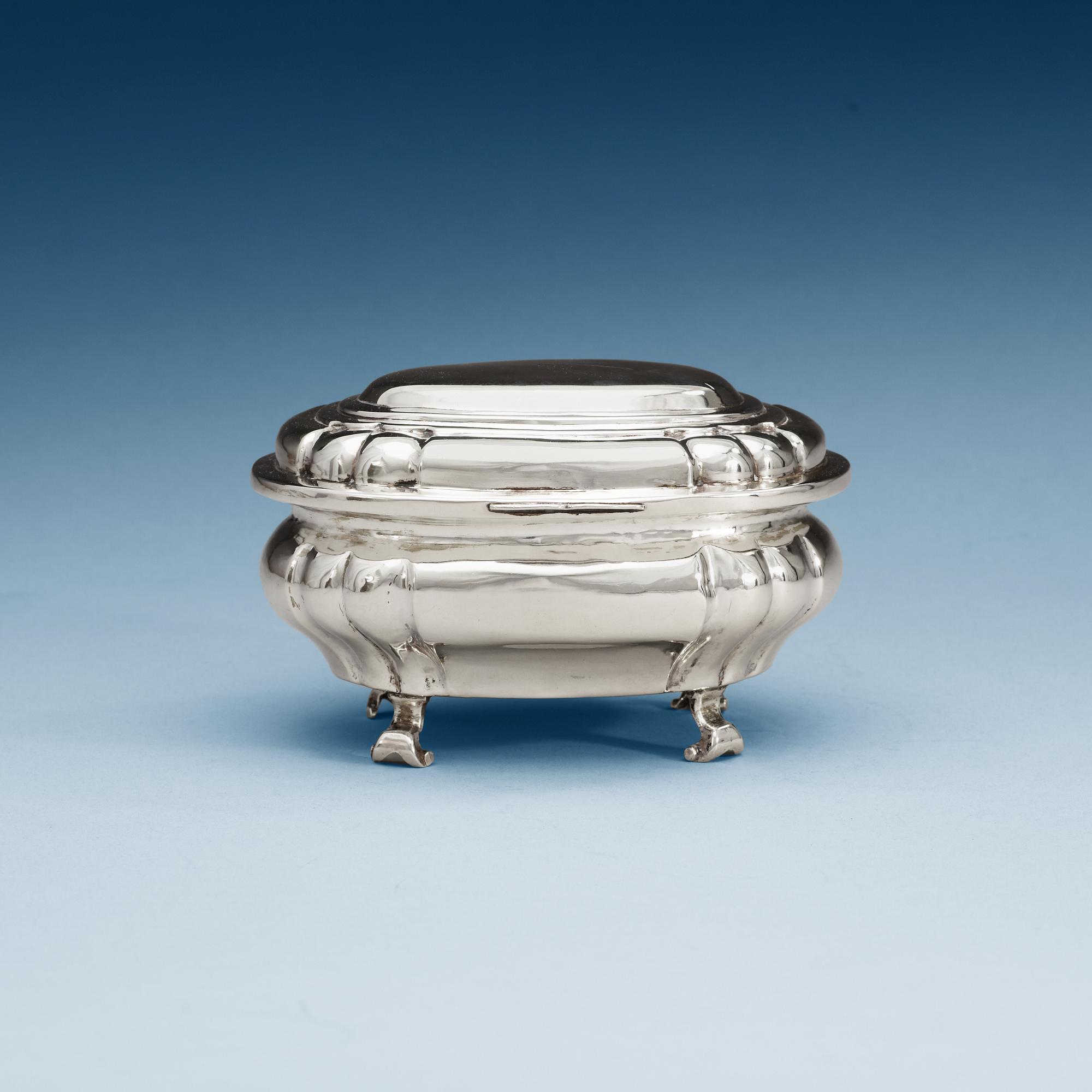 A Swedish 18th century silver casket, makers mark of Petter Ersson Lund, Stockholm 1747.