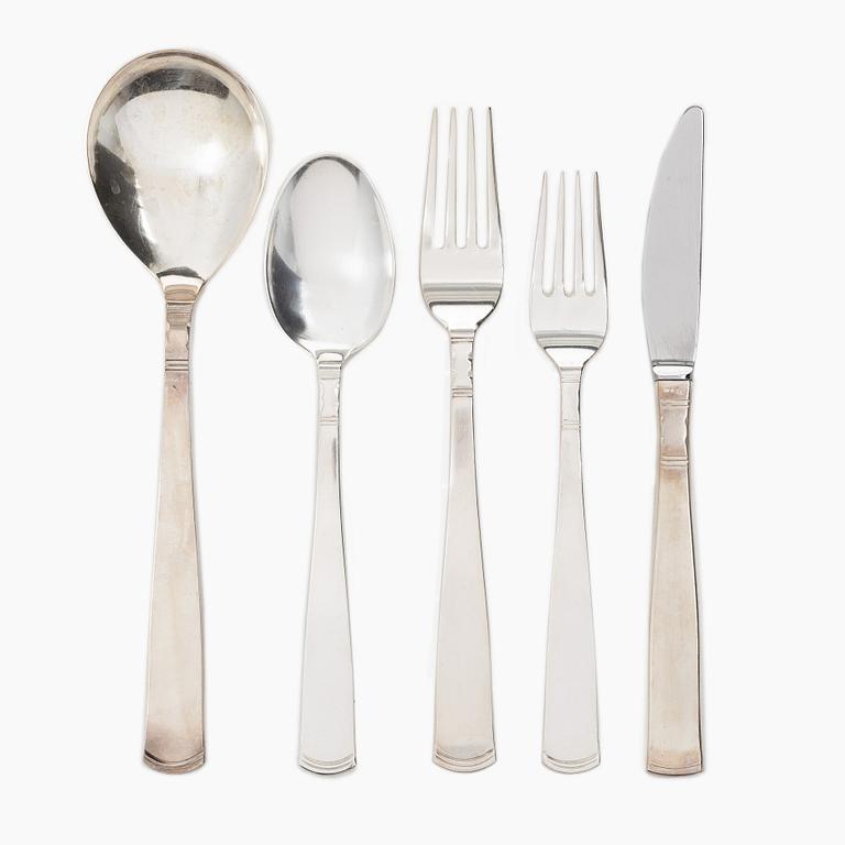 Jacob Ängman, A Swedish silver cutlery, "Rosenholm", GAB, Eskilstuna and Stockholm 1969-1985 (32 pieces).