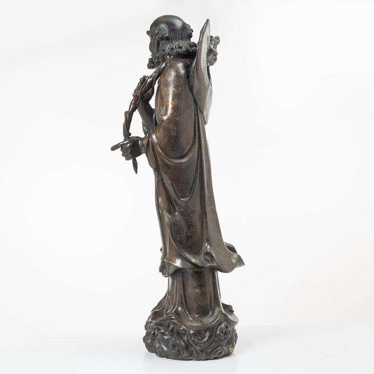 A large Japanese bronze figure of a Rakan, Meiji (1868-1912).