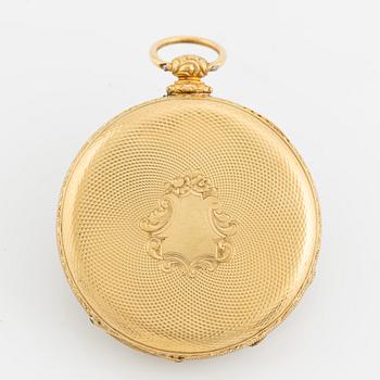 Pocket watch, 18K gold, 46 mm.