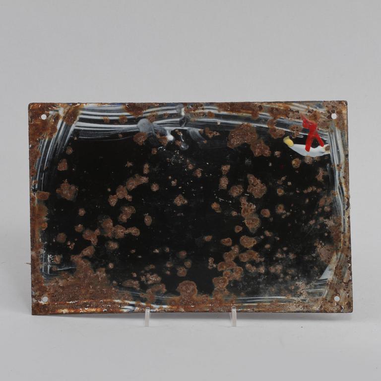 REKLAMSKYLT, emalj, 1900-talets andra hälft.