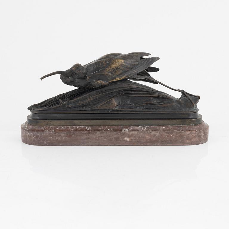 Auguste Cain, kopia efter. Häger och groda.