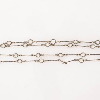 Necklace, silver with crystals.
