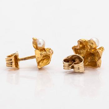 Björn Weckström, Örhängen "Saana", 14K guld och odlade pärlor. Lapponia.