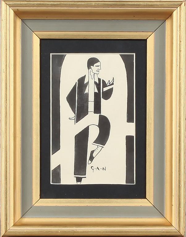 GÖSTA ADRIAN-NILSSON, blandteknik, utförd omkring 1910/20, monogramsignerad.
