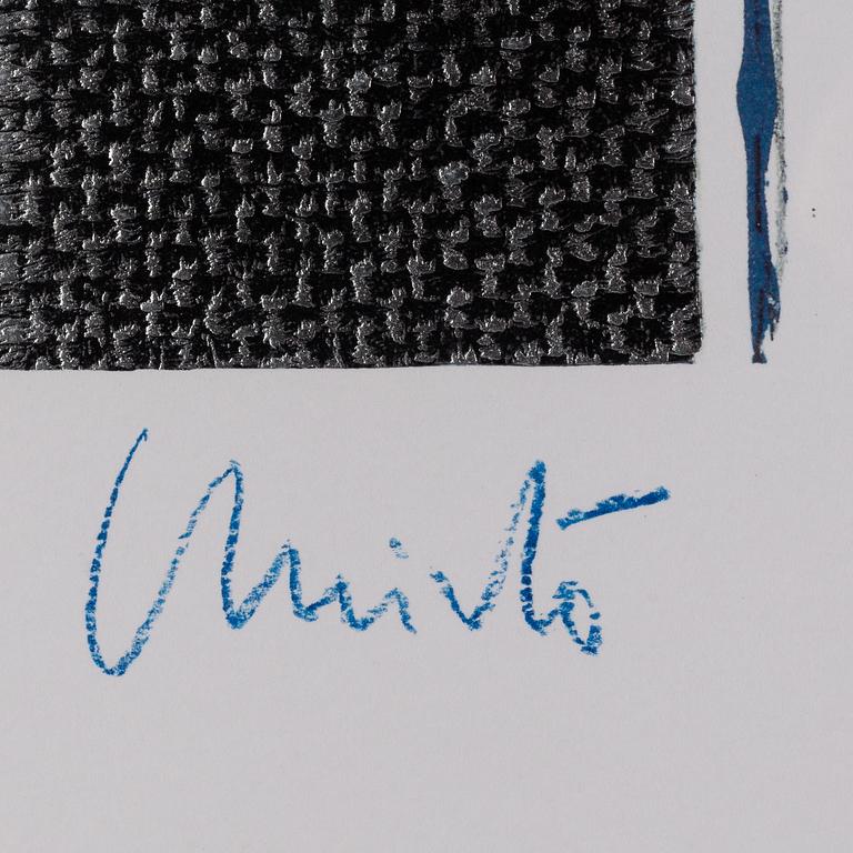 CHRISTO & JEANNE-CLAUDE, Offset print with fabric, signed in blue chalk.