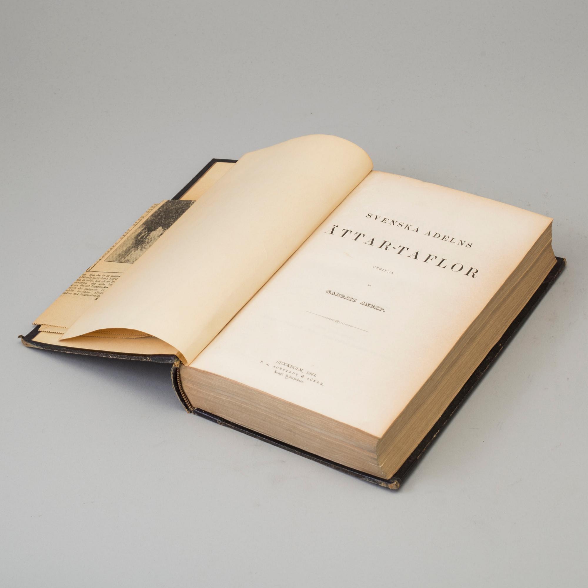 BOOKS, four volumes, 'Svenska Adelns Ättar-taflor', Gabriel Anrep, Norstedt, Stockholm, 1858-64.