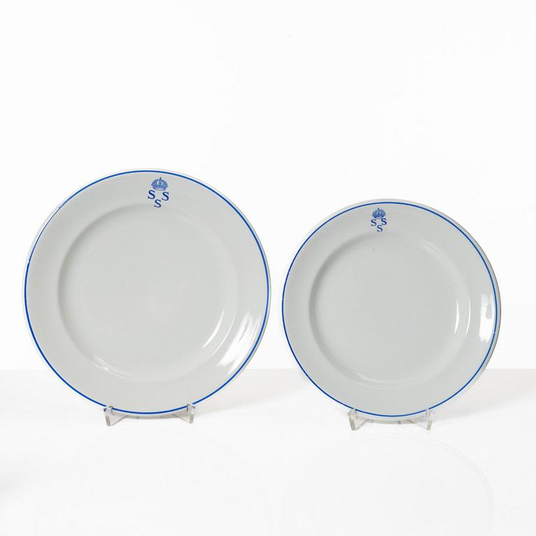 Matservis, 45 delar, porslin, "Kungliga Svenska Segelsällskapet", tillverkad för Nordiska Kompaniet, Rörstrand.