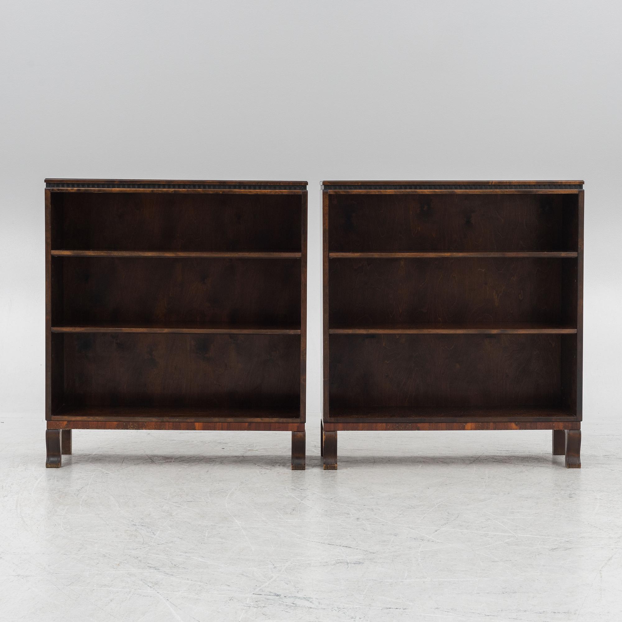 Bookcases, a pair, functionalist, 1920s/30s.