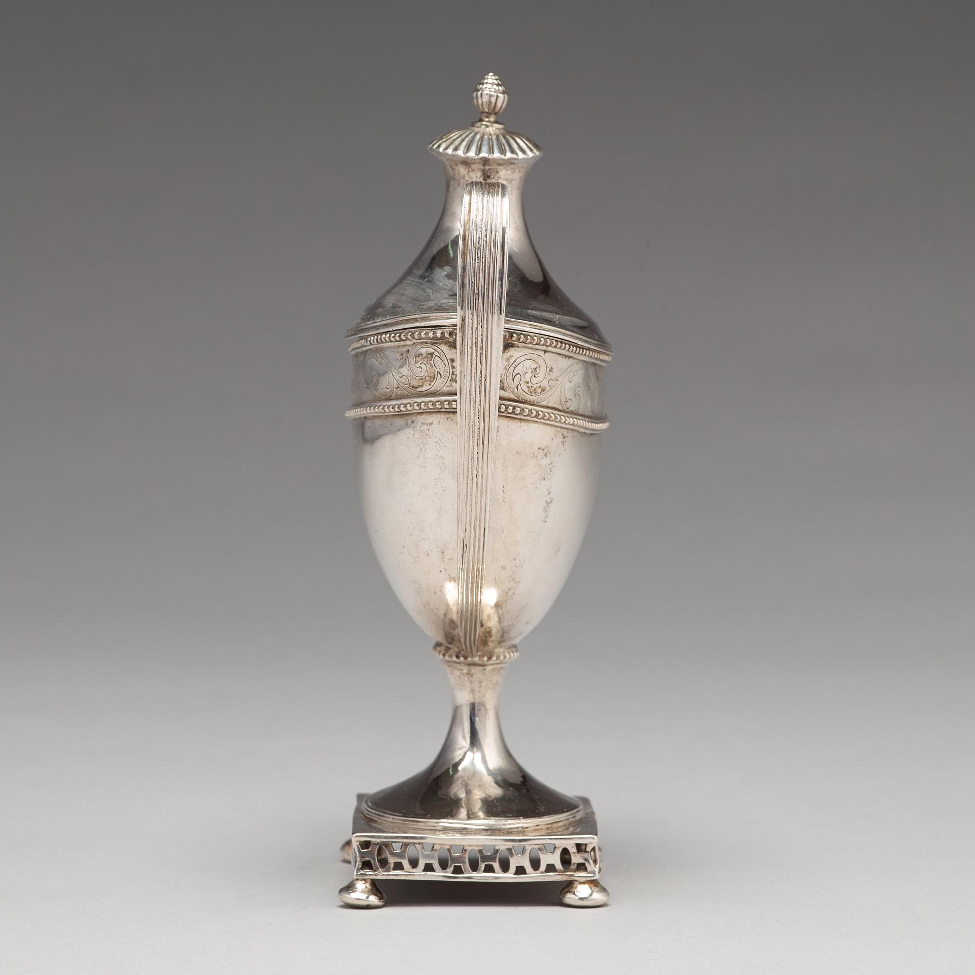 A  Swedish late 18th century silver sugar bowl and cover, mark of Olof Hellbom, Stockholm 1797.