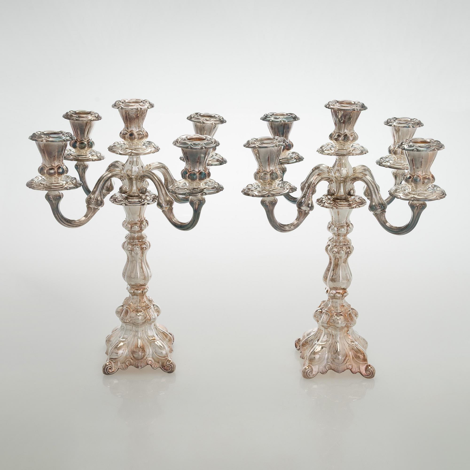 A pair of silver baroque style candelabra, Kultakeskus, Hämeenlinna 2007-2008.