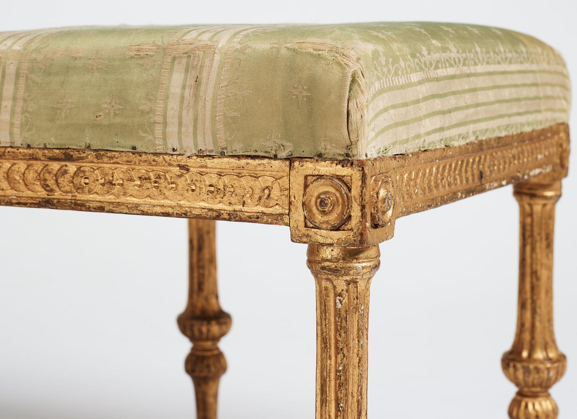 Kungliga taburetter, ett par, av Erik Öhrmark och Pehr Ljung efter ritning av Louis Masreliez, 1790-tal, Sengustavianska.