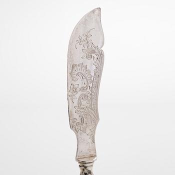 A 12-piece set of parcel-gilt fruit cutlery, and a silver butter knife, maker's mark Iisakki Saha, Pori 1898-1899.