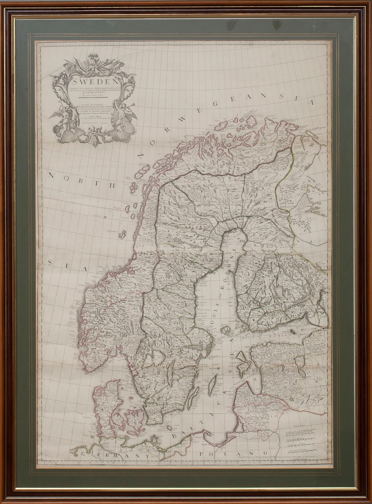 KARTA, litografi, "Sweden" John Senex.