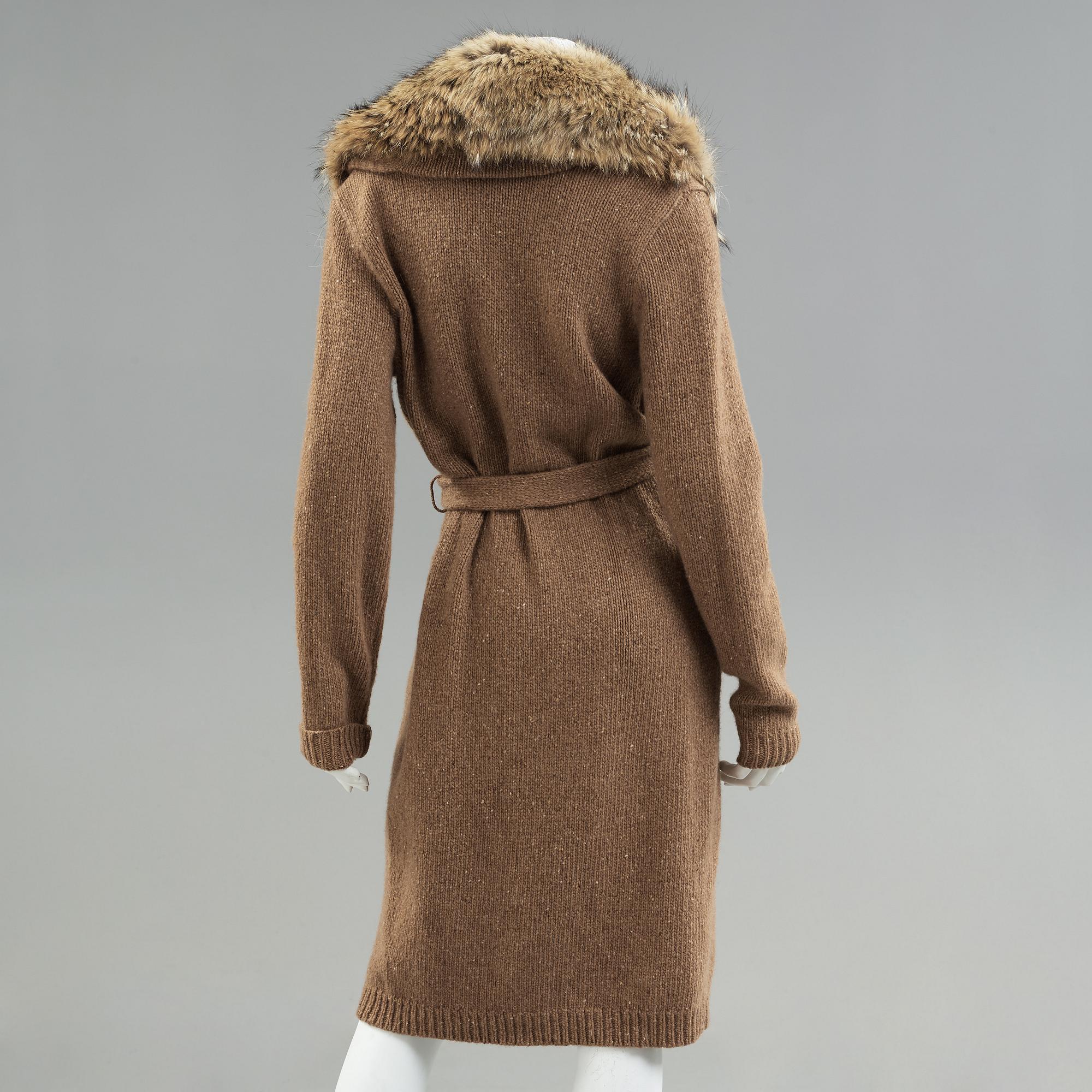 Long cashmere cardigan with fur collar from ralph Lauren.