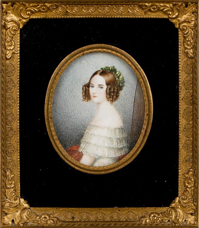 JOSEF KARL STIELER, efter, miniatyr, gouache, 1900-tal.