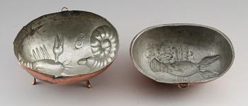 ALADÅBFORMAR, 2 st, koppar, 1800-tal.