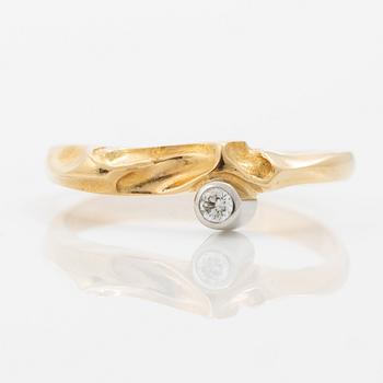 Lapponia, ring, 18K gold with a round brilliant-cut diamond, Finland 1982.