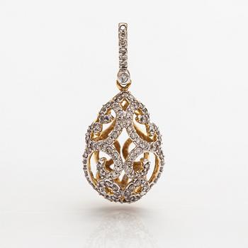 A 14K gold egg-shaped pendant with diamonds ca. 0.53 ct in total. With IGI certificate number.