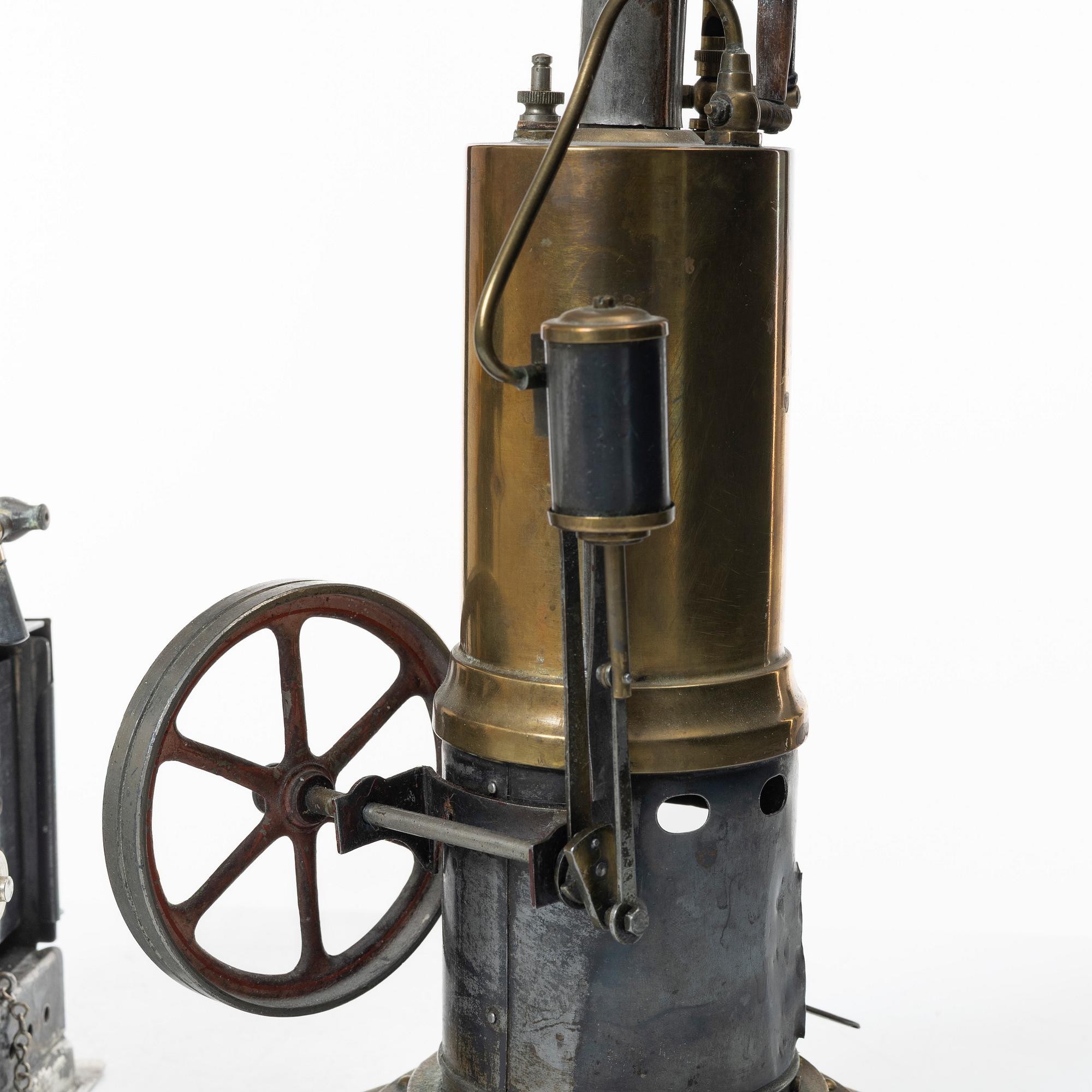 Two Steam engines,  Märklin and Gebrüder Bing. Early 20th century.