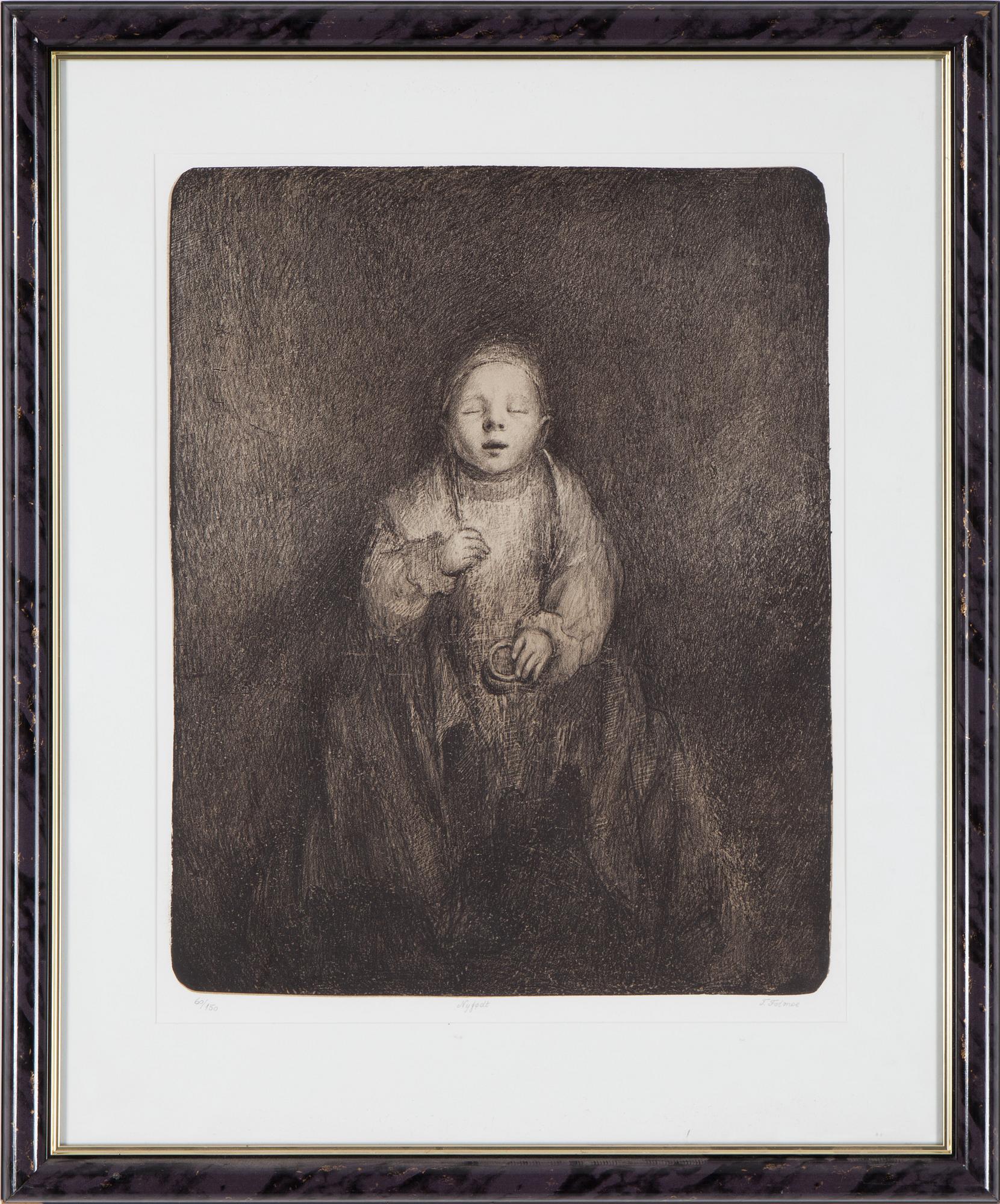 TRINE FOLMOE, "Nyfödt", stentryck, signerat och numrerat 60/150.