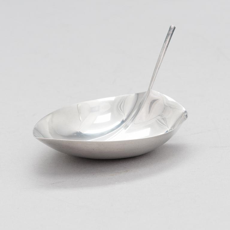 TAPIO WIRKKALA, A leaf shaped silver bowl, marked TW, Kultakeskus, Hämeenlinna 1956. Design year 1954.