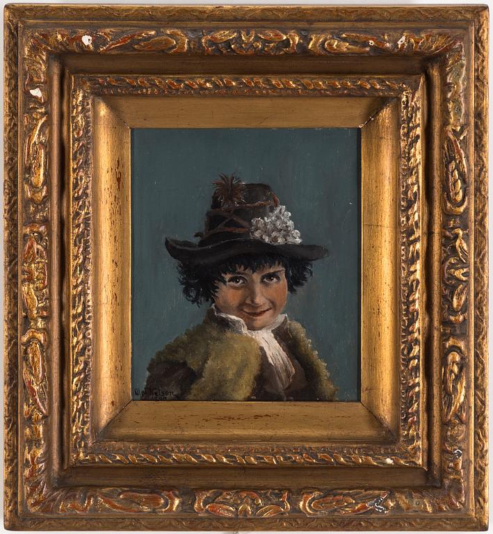 OLOF SAGER-NELSON, oil on panel, signed Olof Nelson and dated 1887.