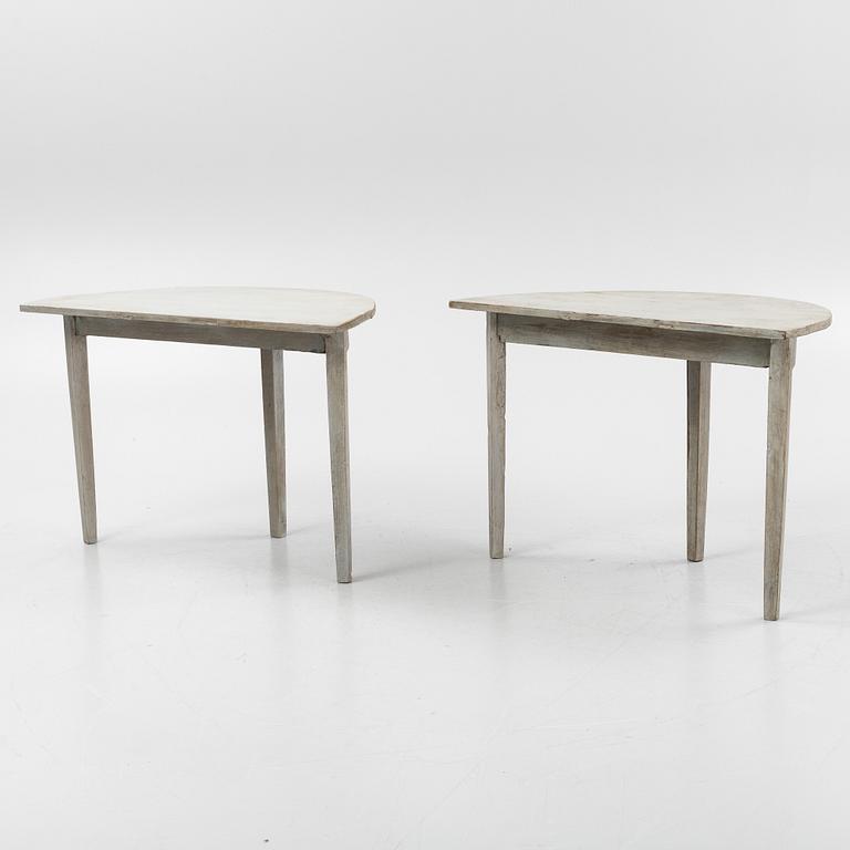 A painted pair of side tables, 19th Century.