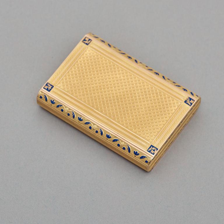 A French 19th century gold and enamel snuff-box.