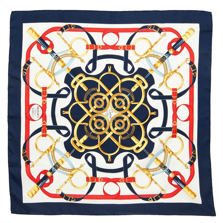 HERMÈS, silk scarf, "Eperon D'or".