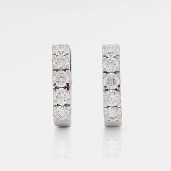 837. A PAIR OF EARRINGS set with round brilliant-cut diamonds.