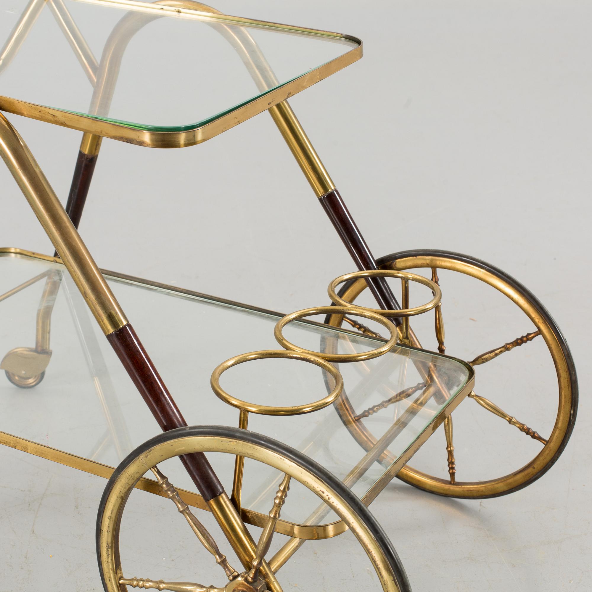 A BRASS SERVING TROLLEY, second half of the 20th century.