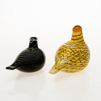 OIVA TOIKKA, a set of four glass birds signed O. Toikka Nuutajärvi.