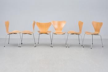 STOLAR, 6 st, "Sjuan", Arne Jacobsen för Fritz Hansen.