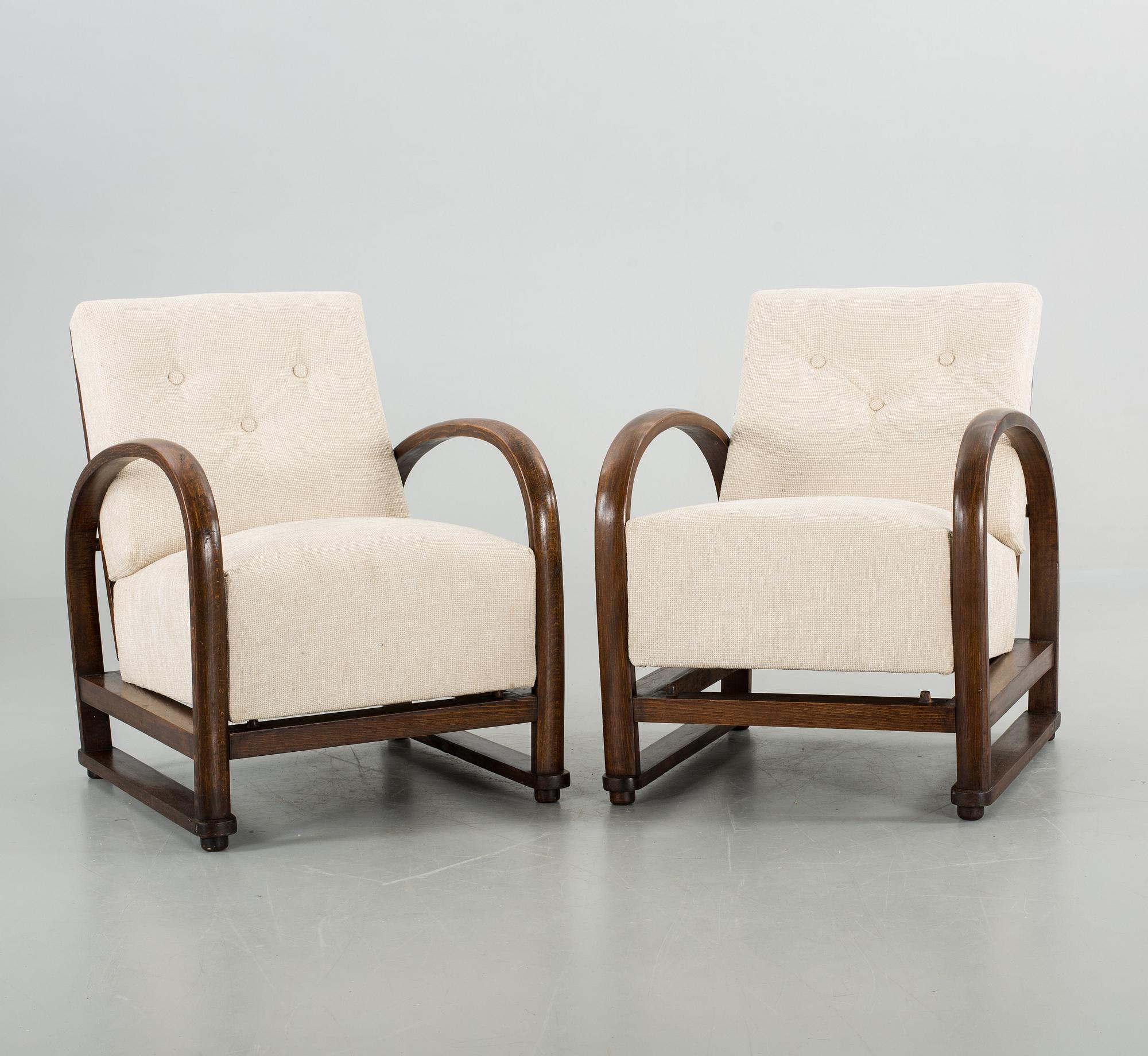 A COUPLE OF VIENNA PANCOTA ARMCHAIRS.