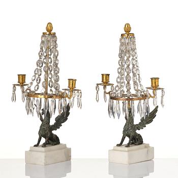 A pair of girandoles, 19th century.