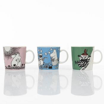 Arabia, three Moomin mugs, Finland.