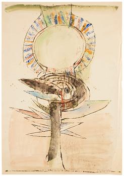 CO Hultén, mixed media on paper, signed and executed in the 1950s.