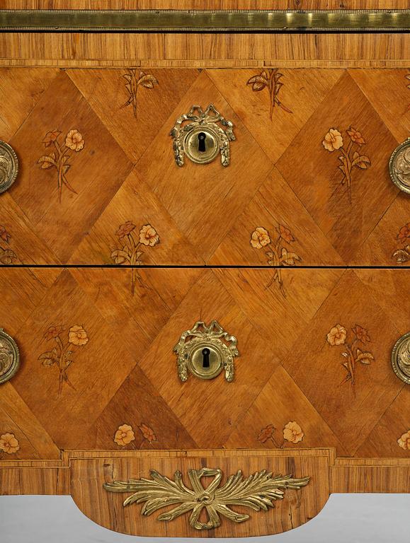 A Gustavian marquetry commode by J. Hultsten (master in Stockholm 1773-94).