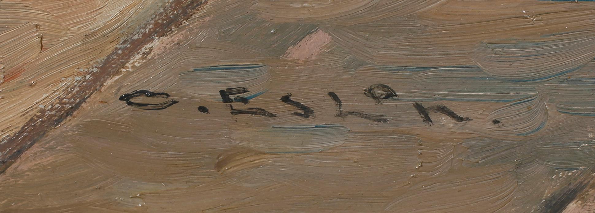 OSVALD ESLON, olja på pannå, signerad.