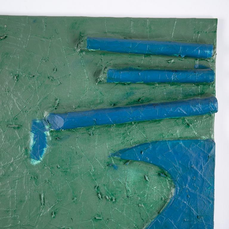 Stephen Buckley, triptyk, mixed media on canvas, signed and dated 1985 verso.