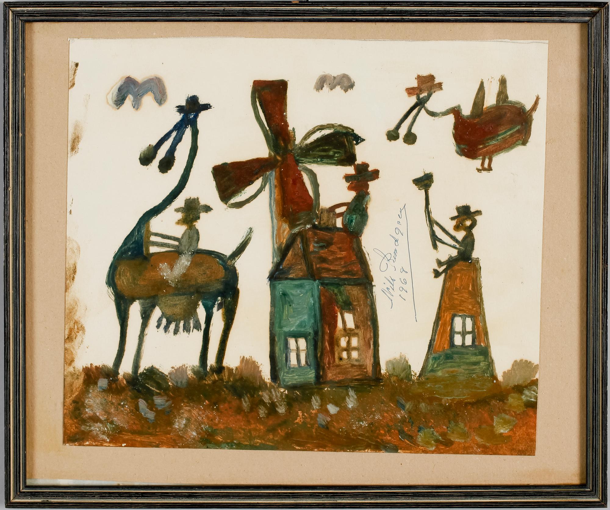 NILS "BJÖRNJÄGARN" RUNDGREN, gouache, sign och dat 1969.