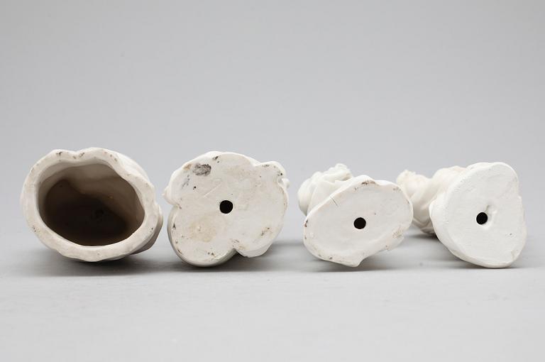 FIGURINER, 4 st, porslin, blanc de chine, Kina 1900-tal.