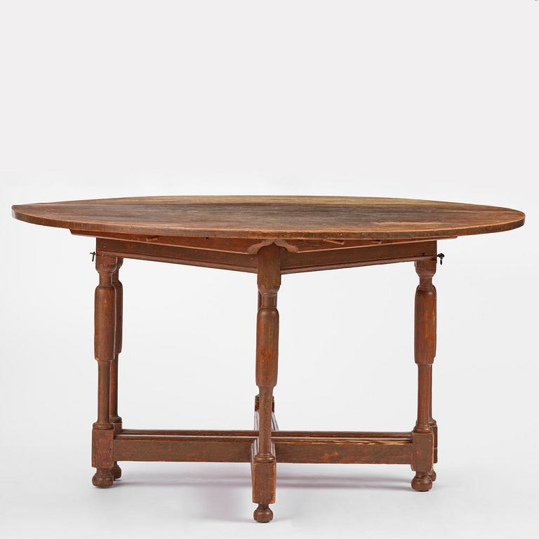 A Swedish D-end baroque dining table, early 18th century.