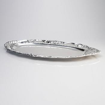 Stort sterling silver fiskfat, W.A. Bolin, Stockholm 1939.